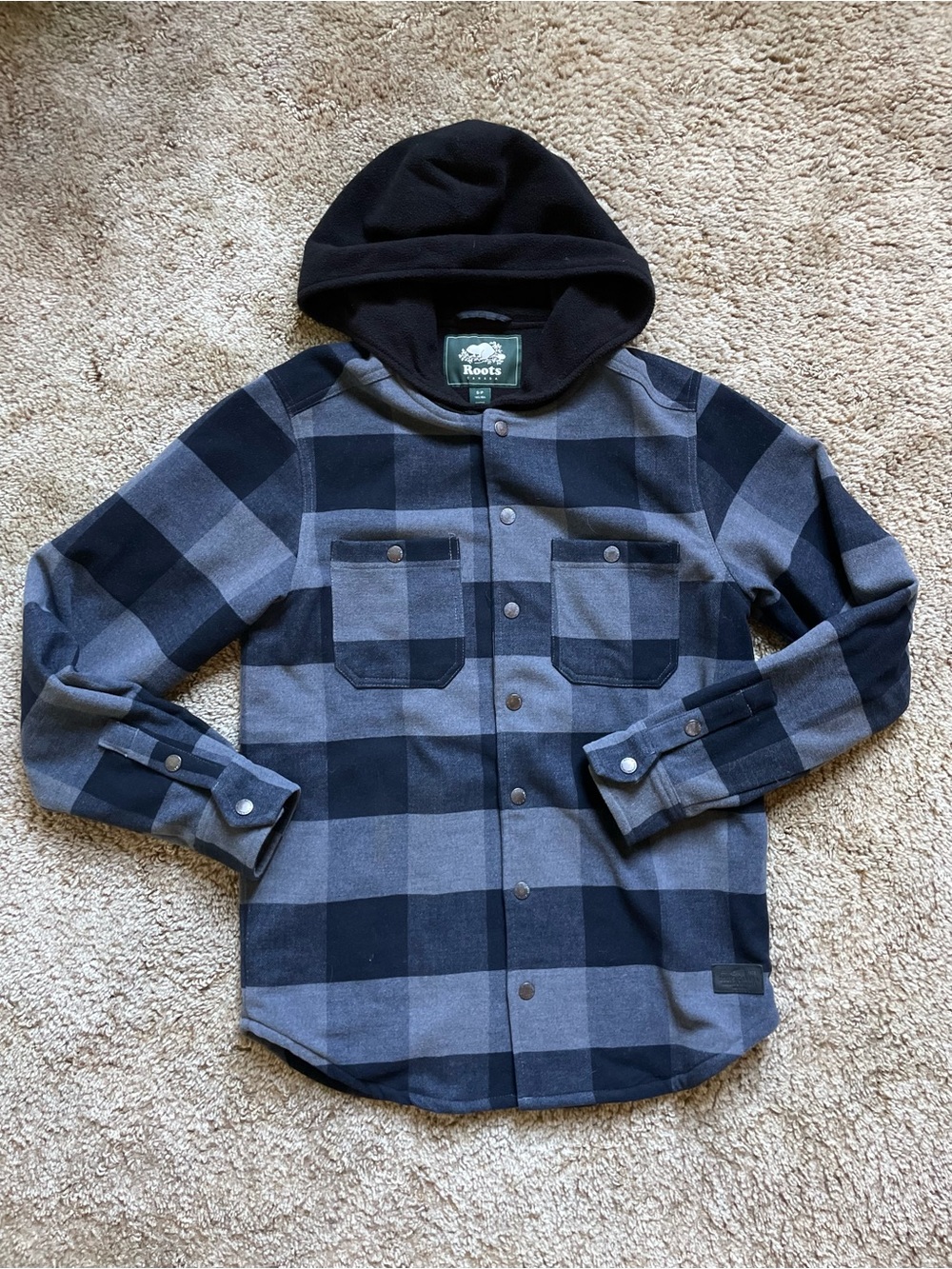 Roots Men’s Size Small Plaid Button Jacket Outdoor Homestead Western Utility
